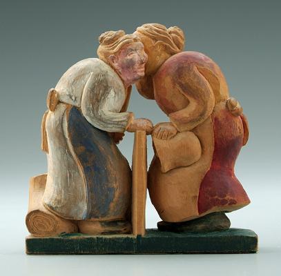 Tom Brown carving, "The Gossipers"