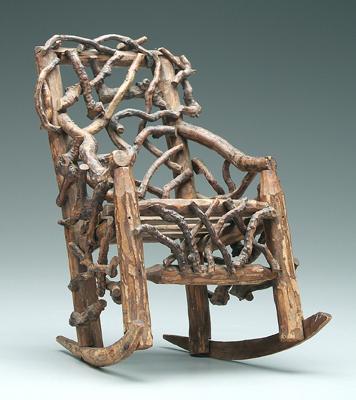 Miniature twig rocking chair, chip