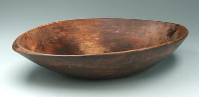 Carved oval wooden bowl, carved of one