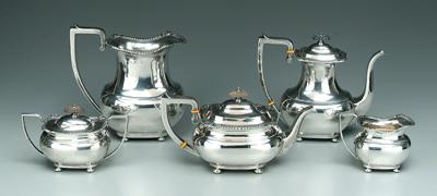 Sterling tea service and pitcher: