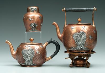 Gorham copper and silver tea service: