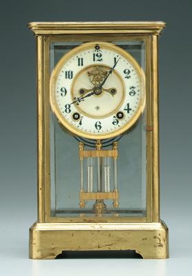 Ansonia crystal regulator clock, brass
