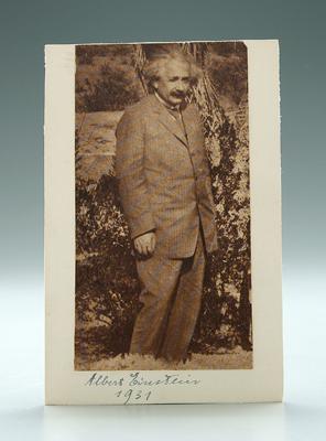 Albert Einstein signed photo card,