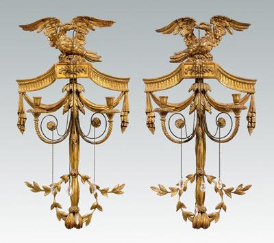 Fine pair gilt wood sconces carved 91f44