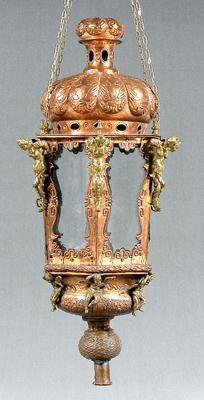 Ornate brass lantern, copper with brass