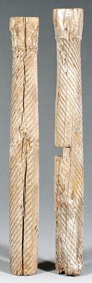 Pair architectural columns: carved