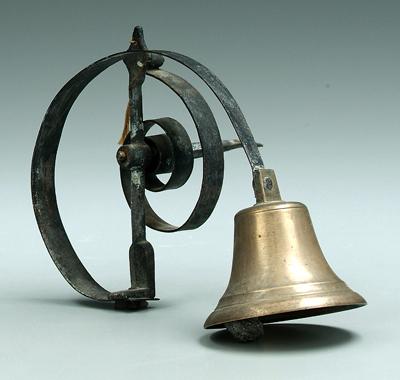 Spring mounted brass gate bell,