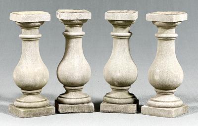 Set four stone baluster supports: