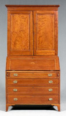 Kentucky inlaid cherry desk, bookcase: