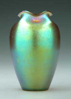 Art glass vase, scalloped and pinched