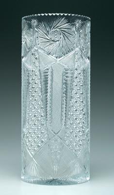 Monumental cut glass vase, cylindrical