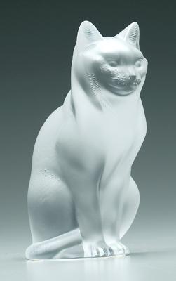 Lalique cat, Chat Assis, base etched