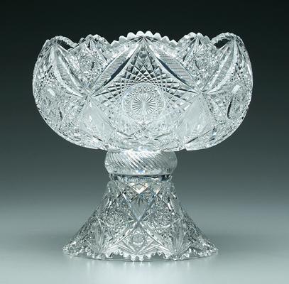 Cut glass bowl with pedestal, hobstar