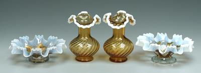 Four pieces glass pair swirl amber 91fae