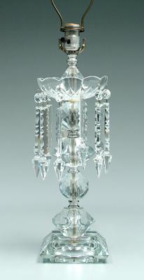 Clear glass lamp base, panel cut pedestal