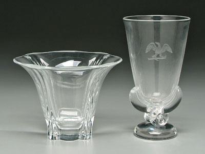 Two Steuben clear glass vases: