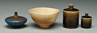 Four pottery vessels by Berndt Friberg