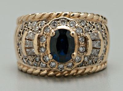 Diamond and sapphire ring, center