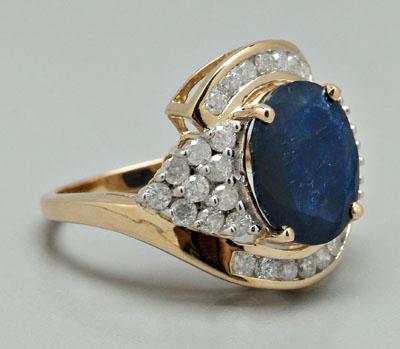 Sapphire and diamond ring, oval