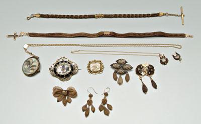 Victorian gold hairwork jewelry,