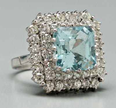 Aquamarine diamond ring faceted 91cc3