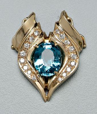 Diamond and blue topaz slide pendant  91cc7