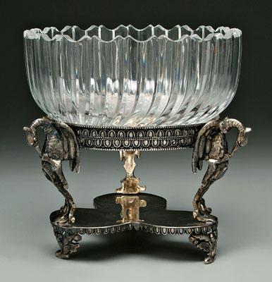 Silver plated center bowl, tri-column