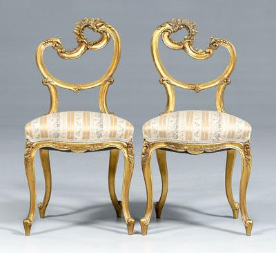 Pair rococo revival parlor chairs: