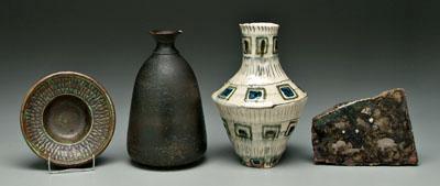 Four pieces European studio pottery: