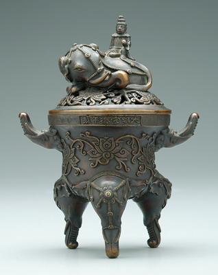 Chinese bronze tripod censer elephant 91d42