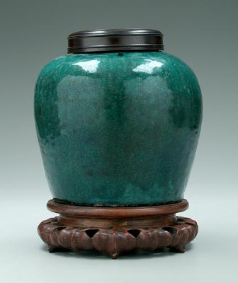 Chinese pottery storage jar, dark