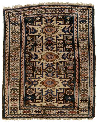 Shirvan rug, three and a half geometric