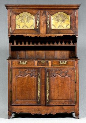 French Provincial carved oak hutch,