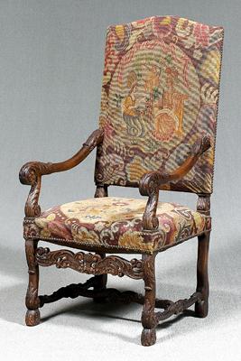 Flemish style carved walnut chair,