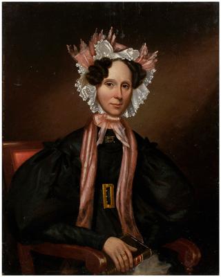 American folk art portrait, woman wearing