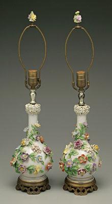 Pair porcelain lamps: bottle form