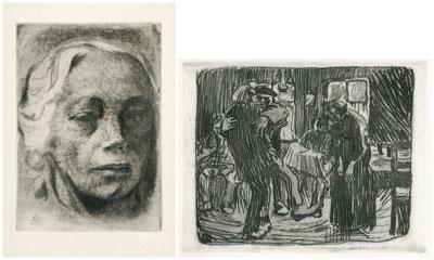 Two Kathe Kollwitz etchings Germany  921a8