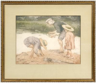 Manuel Robbe color aquatint (French,