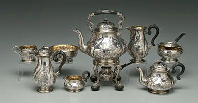 Viennese silver tea service: fluted