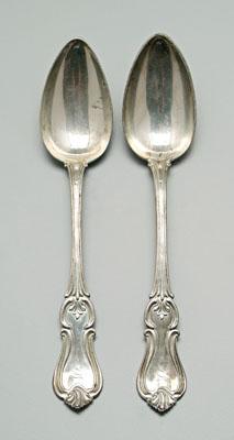 Ten coin silver spoons, shaped