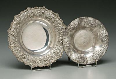 Two Kirk repoussé round bowls,