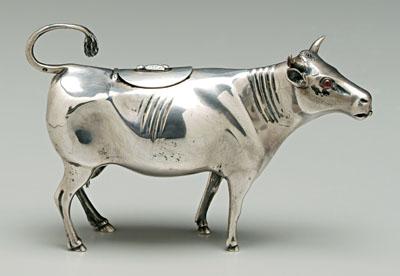 Danish silver cow creamer, hinged lid