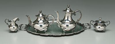 German silver tea service, Rokoko Rose