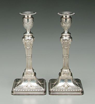 Pair silver plated candlesticks: