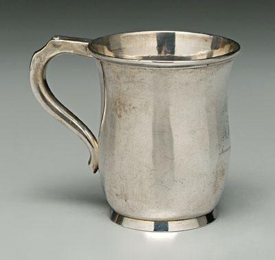 Coin silver mug, round with shaped