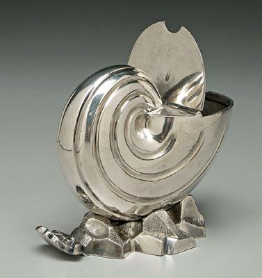 Silver plate spoon warmer, shell form