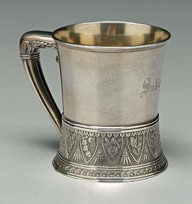 Gorham sterling mug, round with hourglass