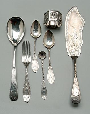 Coin silver flatware: fish server,