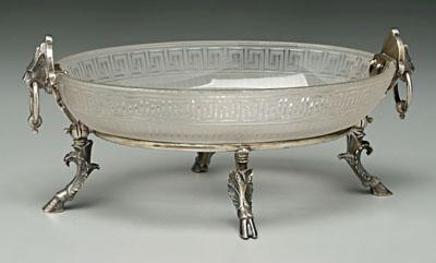 Silver plate and glass center bowl  92307