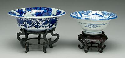 Two Japanese blue and white bowls: